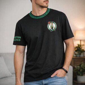 NWT NBA Boston Celtics Ringer T-Shirt XL Black Green Trim Basketball Streetwear